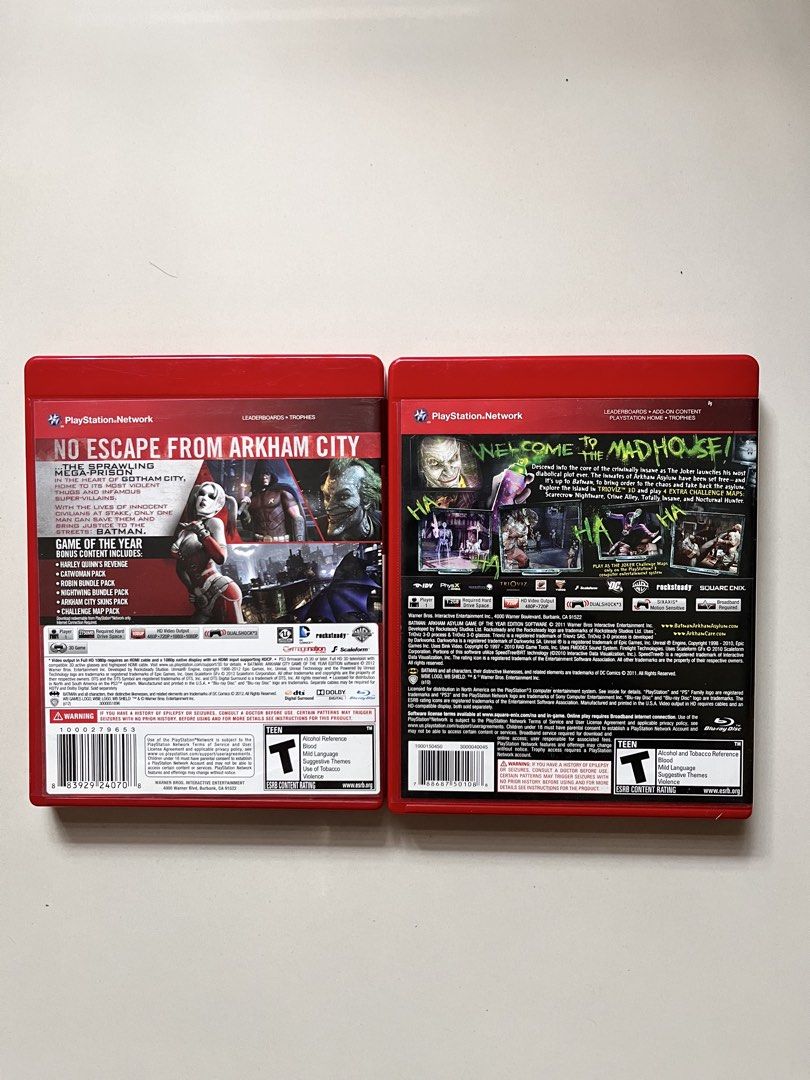 Batman: Arkham Asylum & Arkham City (PS3) (Category: PlayStation) located in Manila. Submitted by declutter_pogii (Listing ID 1427555615, Image 2). Description: Batman Arkham Bundle for PlayStation 3 Includes: • Batman Arkham Asylum GOTY • Batman Arkham City GOTY Both games are complete with original case and manuals (CIB). Discs are in excellent condition and working perfectly. Bundle Price: ₱750 *SINGLE PRICES* Batman Arkham Asylum GOTY - 380₱ 