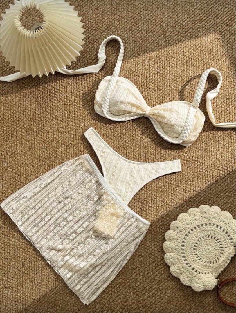 Beige Bikini/Swimsuit Set with Skirt (Category: Bikinis & Swimsuits) located in Taguig. Submitted by ysabel__ (Listing ID 1427619652, Image 2). Description: used once. perfect for medium-large body frames.