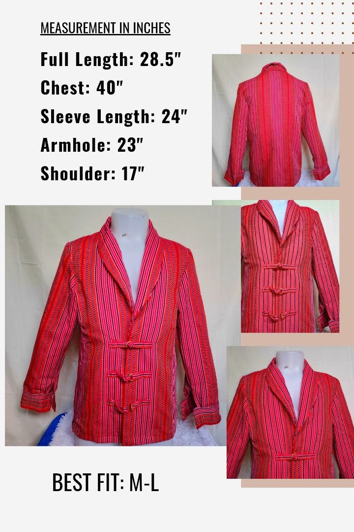 Coat for men chinese knot buttons (Category: Activewear) located in Tabuk. Submitted by BiDing (Listing ID 1427576235, Image 1). Description: ✨Ethnic Loom-Woven Polo ✨ 🌟Where tradition meets modern style. Best-selling for a reason.👕✨Perfect for weddings, parties, and special occasions.Our polo features a design that stands out—the Chinese knot (frog closure) buttons.✨ 🌼Beautiful loom-weave fabric with a unique ethnic pattern. Comfortable, brea