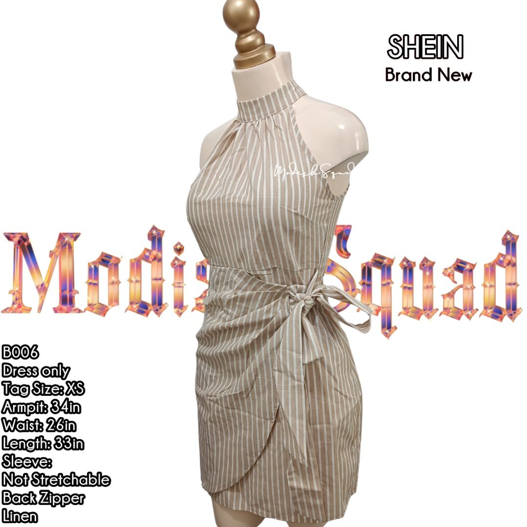 COD Bnew SHEIN Dress XS - Small Stripe Beige White Dress Old Money ...