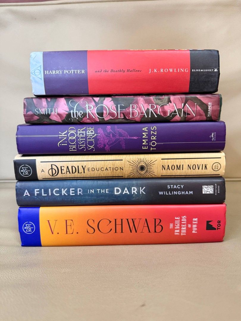 Fantasy, Thriller, and Romance Books (Category: Storybooks) located in Antipolo. Submitted by chapchae (Listing ID 1427566651, Image 2). Description: Hardbound best seller books for SALE! 🙀 [SOLD] A Deadly Education [SOLD] Harry Potter and the Deathly Hallows [SOLD] The Rose Bargain [SOLD] A Deadly Education [SOLD] A Flicker in the Dark [SOLD] Ink Blood Sister Scribe The Fragile Threads of Power - Php 499 White Ivy - Php 49 A Book of Two Ways - 