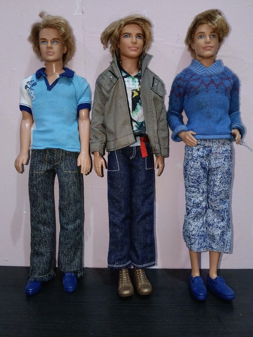 Ken Doll Assortment (Category: Kids Toys) located in Angono. Submitted by lala_tan (Listing ID 1427497384, Image 1). Description: Collection of Ken dolls in various outfits. Includes dolls wearing jeans, shirts, jackets, and shorts. Some dolls have different hairstyles and skin tones. Each doll is dressed in a unique style, offering a diverse set for collectors or play..