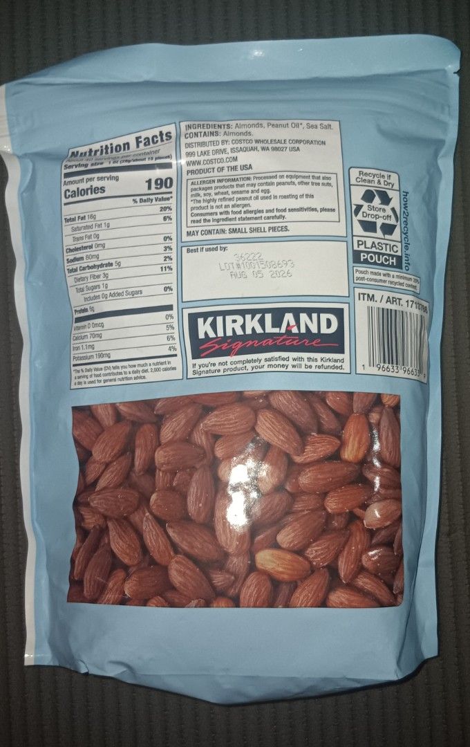 Kirkland Signature Roasted Almonds with Sea Salt, Food & Drinks ...
