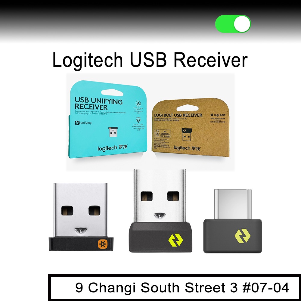 Logitech USB Receiver, LOGI Bolt USB-A Bolt USB-C Unifying Receiver for ...