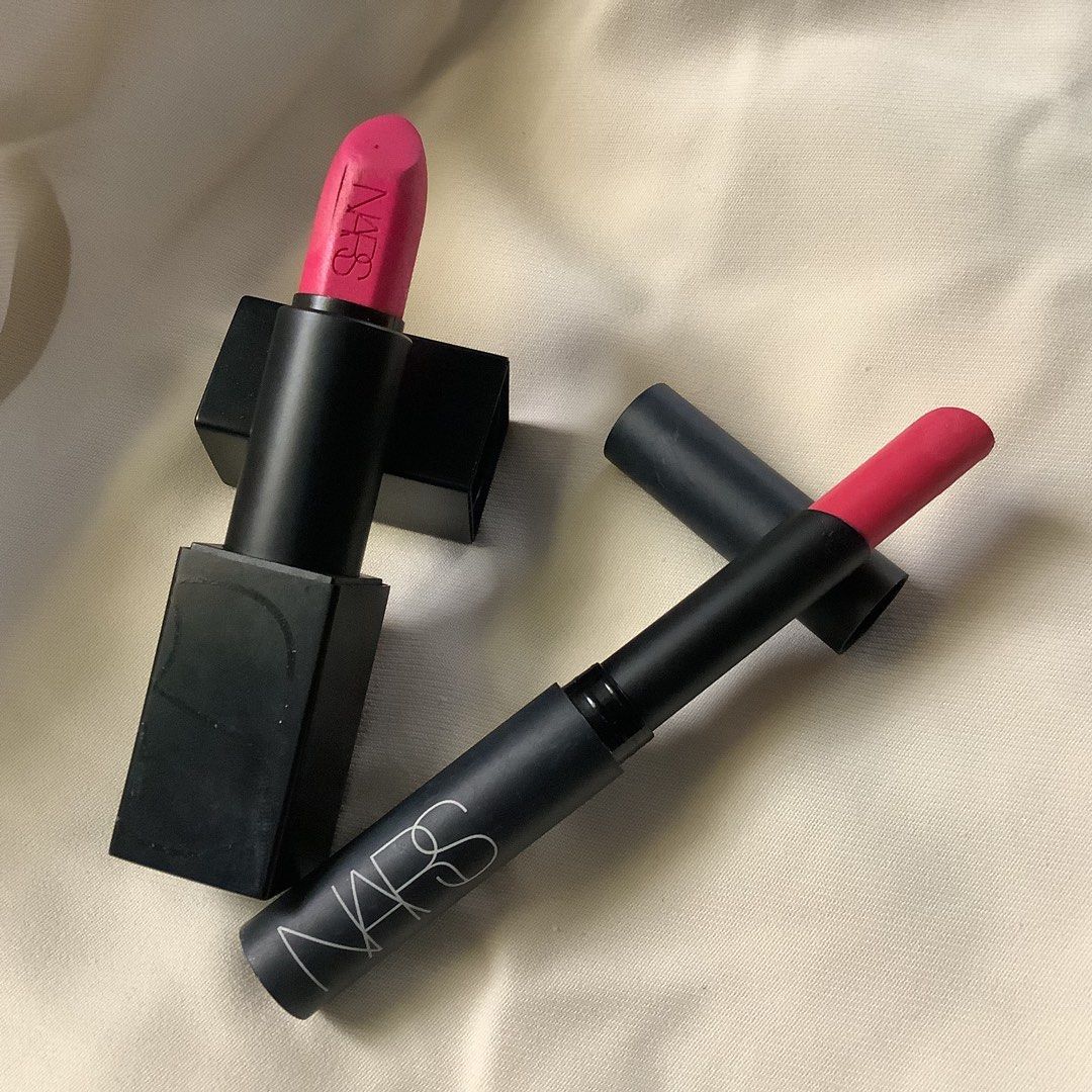 NARS Audacious Lipstick & Lipstick Pencil (Category: Makeup) located in Cabanatuan. Submitted by chieezyx (Listing ID 1427561719, Image 1). Description: Two NARS lipsticks are available. - NARS Audacious Lipstick (Michiyo) magnetic tube (₱500) - NARS (Carthage) (₱500) Can be bought separately or both for 900.