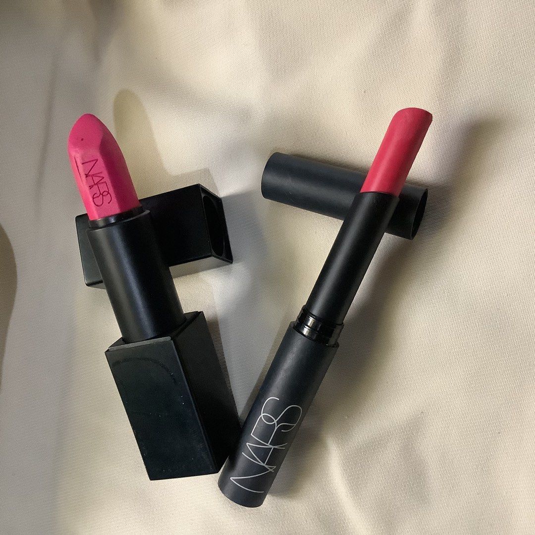 NARS Audacious Lipstick & Lipstick Pencil (Category: Makeup) located in Cabanatuan. Submitted by chieezyx (Listing ID 1427561719, Image 2). Description: Two NARS lipsticks are available. - NARS Audacious Lipstick (Michiyo) magnetic tube (₱500) - NARS (Carthage) (₱500) Can be bought separately or both for 900.