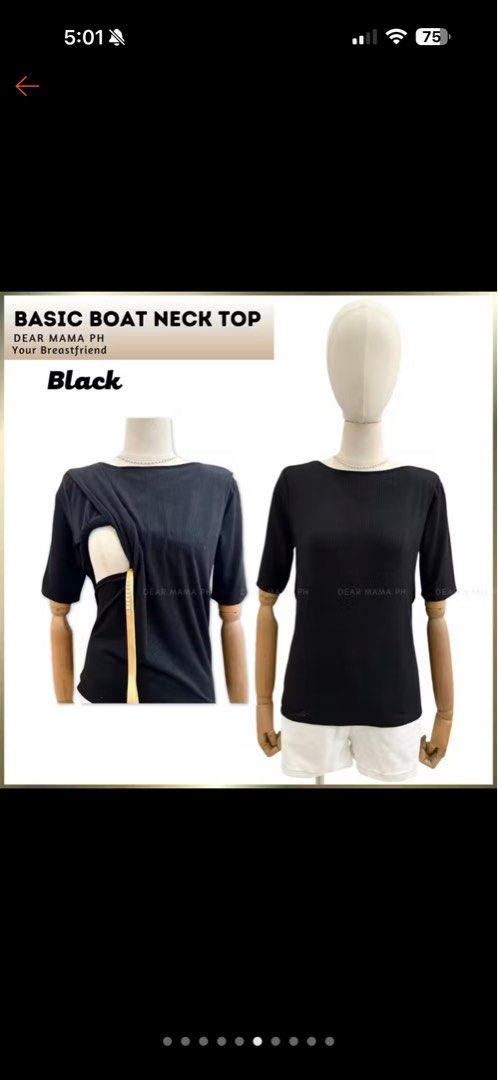 Nursing Basic Boat Neck Top (Category: Sleeveless) located in Quezon City. Submitted by chi_declutters (Listing ID 1427597854, Image 1). Description: - Brand: Dear Mama - Model: Boat Neck Nursing Top - Color: Black and Navy Blue Available Size: Large to 2XL max - Nursing Friendly - Stylish - Durable material RFS: Decluterring and resizing.