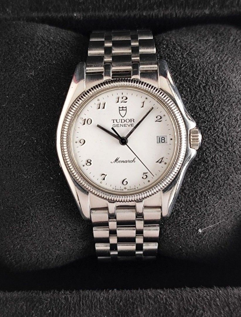 Original Tudor Monarch (Category: Luxury Watches) located in San Juan City. Submitted by exclusivelyours (Listing ID 1427519082, Image 1). Description: Tudor Monarch 34mm All steel Ref 15633 Quartz 9/10 condition Inclusions: watch, original bracelet fit to approx 7.5" wrist and watch case *photo reference on 6.5" wrist.