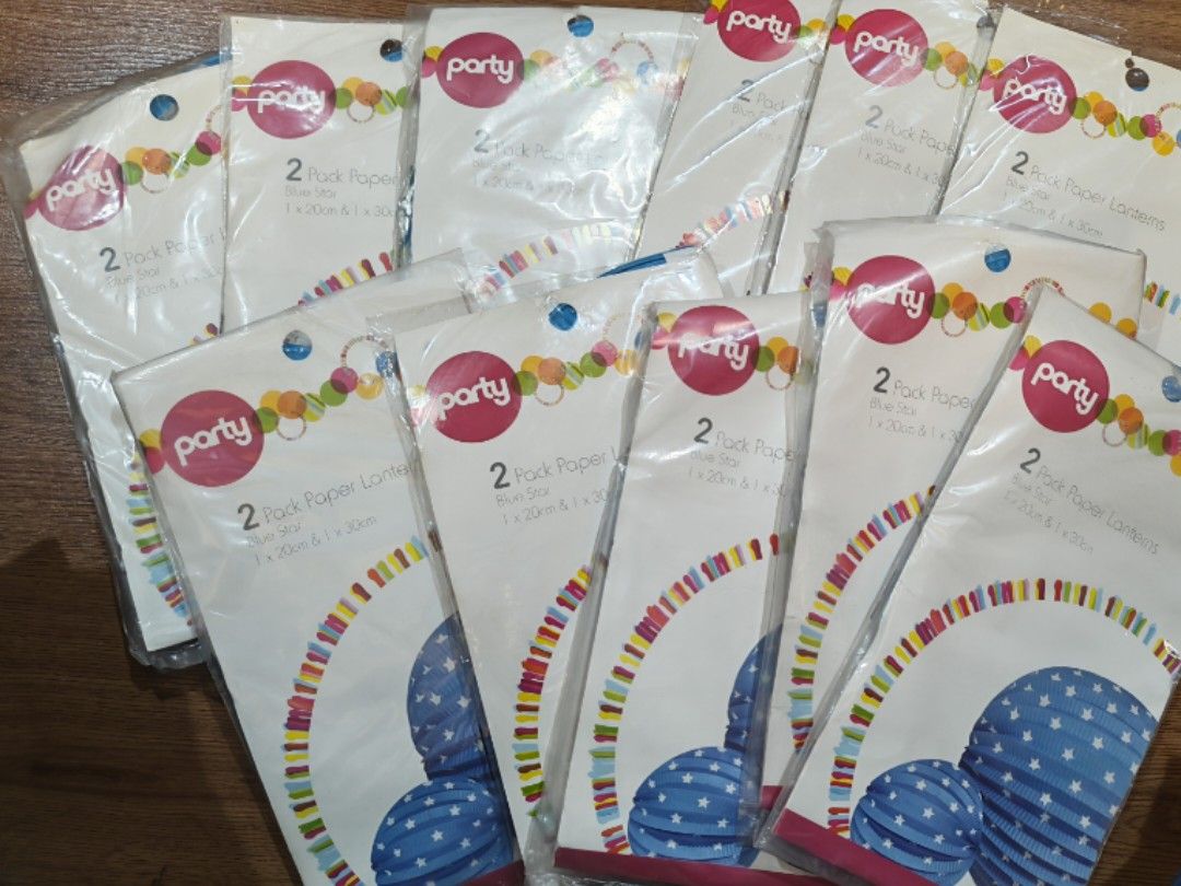 Party 2-Pack Paper Lanterns - Blue Star (Category: Occasions & Party Supplies) located in Quezon City. Submitted by pattyandjimmy2020 (Listing ID 1427529416, Image 2). Description: Set of good quality thick party paper lanterns (bought in Australia). Each pack contains two lanterns with a blue star design. One lantern is 20cm ( 8 inches) and the other is 30cm (12 inches). Perfect for parties and decorations. Multiple packs are available. php 180/