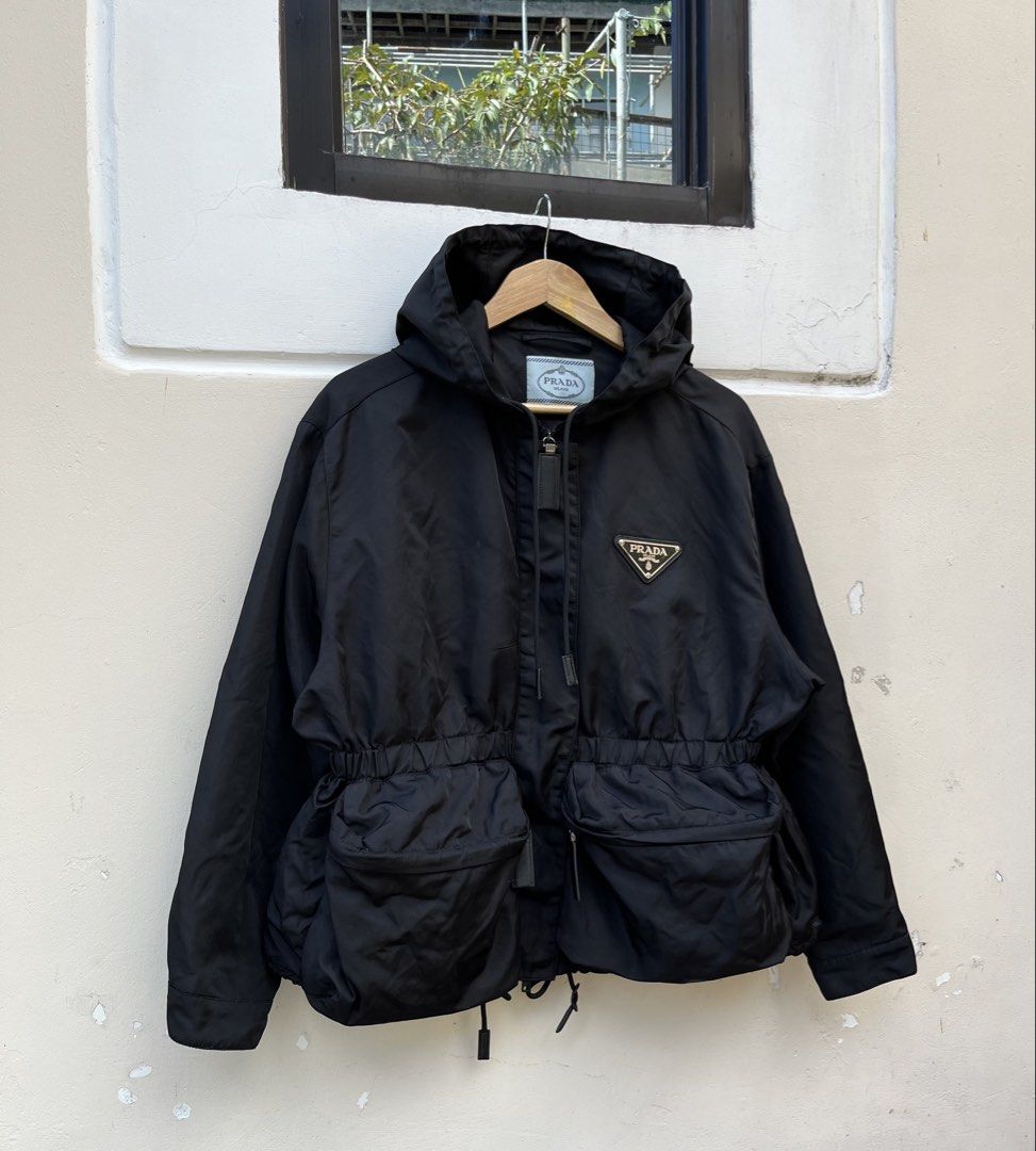 PRADA RE NYLON GABARDINE JACKET (Category: Luxury Apparel) located in Baguio. Submitted by closetgc.clothingshop (Listing ID 1427495491, Image 3). Description: Prada Re-nylon gabardine jacket In excellent condition All intact with hood Best fit medium - semi large womens .