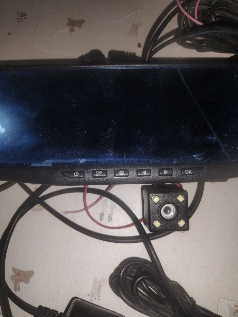 Rearview Mirror Camera with Backup Camera (Category: Cameras) located in Bulacan. Submitted by babz30261 (Listing ID 1427581736, Image 1). Description: Rearview mirror camera includes a backup camera. It has a built-in screen and control buttons. The camera has LED lights. It comes with all the necessary wiring for installation..