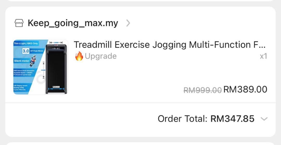 Treadmill Exercise Jogging Multi-Function (Category: Cardio & Fitness Machines) located in Cyberjaya. Submitted by hidayat2016 (Listing ID 1427498514, Image 2). Description: Price negotiable. Like new. Can request for video in chat. .