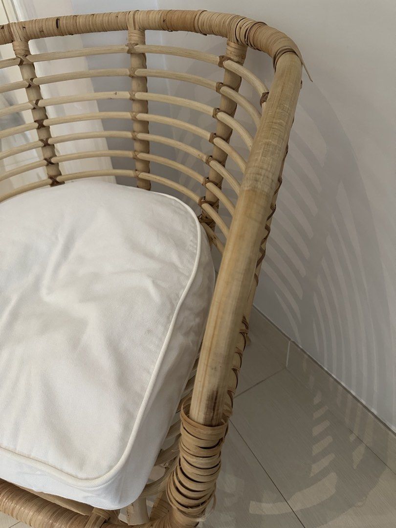 Two rattan armchairs with cushion (Bought from Ikea) (Category: Chairs) located in Valenzuela. Submitted by jaylight (Listing ID 1425502482, Image 3). Description: RFS: Decluttering Selling bought armchairs with cushion already for 3,500..