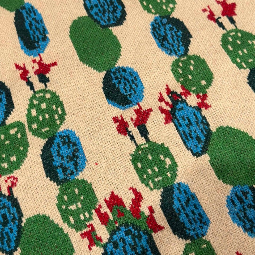 Tyler the Creator type Knitted Vest (Cropped) (Category: Coats, Jackets and Outerwear) located in Cavite. Submitted by ryuichee (Listing ID 1427581750, Image 3). Description: Tyler the Creator type Knitted Vest Cactus Print (Cropped) W-20 L-22 Issue - Red marks washable, but Good Condition Price: 400.