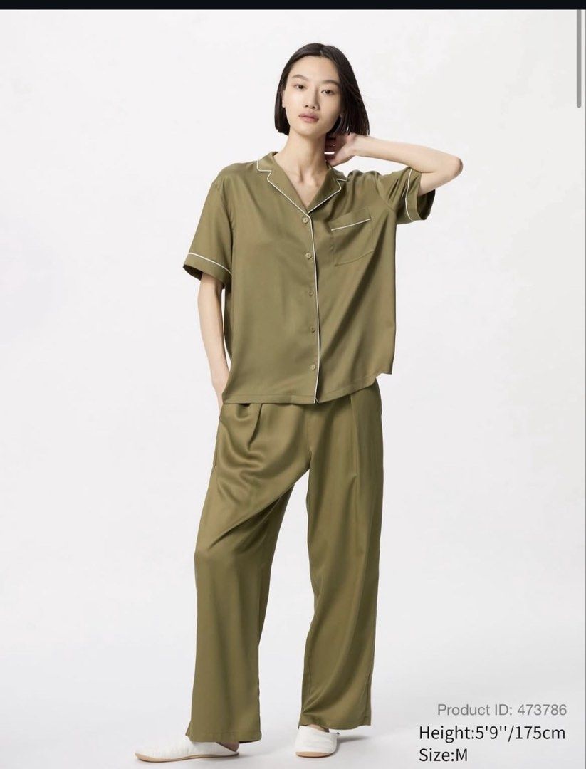 Uniqlo Olive Green Pajama Set (Category: Sets or Coordinates) located in Quezon City. Submitted by classychicph92 (Listing ID 1427608627, Image 1). Description: .
