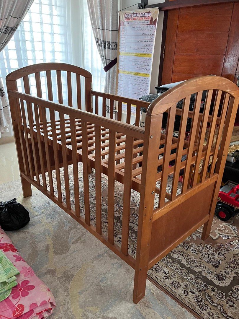 [Used] Baby Cot Katil Baby Kayu, Babies & Kids, Baby Nursery & Kids ...