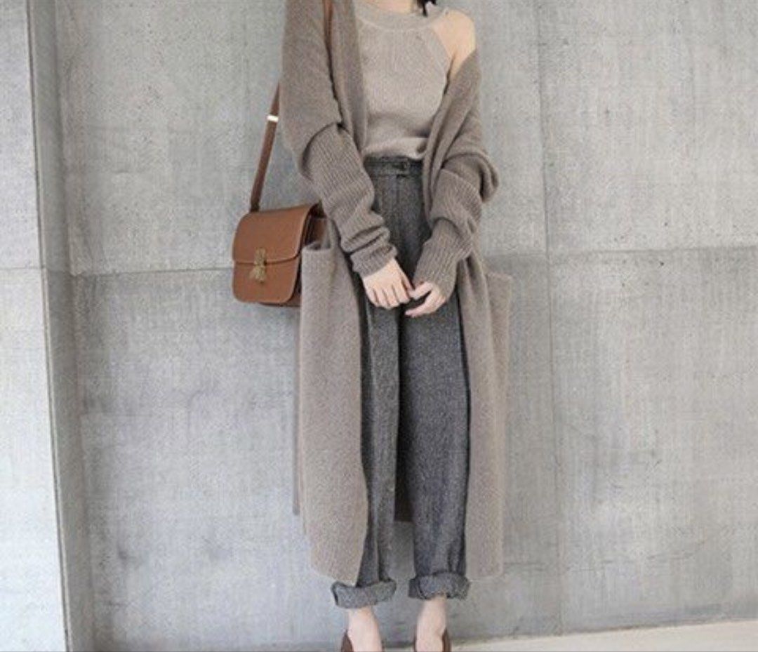 Wool Jacket (Category: Coats, Jackets and Outerwear) located in Singapore. Submitted by kinekosells (Listing ID 1427487201, Image 1). Description: Perfect full length thick cardigan if you’re below 160cm - extremely difficult to get cute warm clothings for petite ladies 🥲 and this fits perfectly cuz I’m 156cm in the pic Great for pairing & layering if you’re travelling to autumn-spring weather countries. Material is thick enough to keep warm, ye