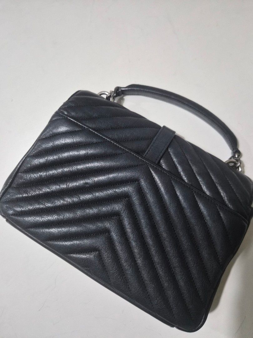 YSL college medium bag (Category: Luxury Bags & Wallets) located in Manila. Submitted by fasyon (Listing ID 1261918743, Image 3). Description: color black, silver hardware authentic with dusbag only no damage no major flaws except for signs of wear and tear.