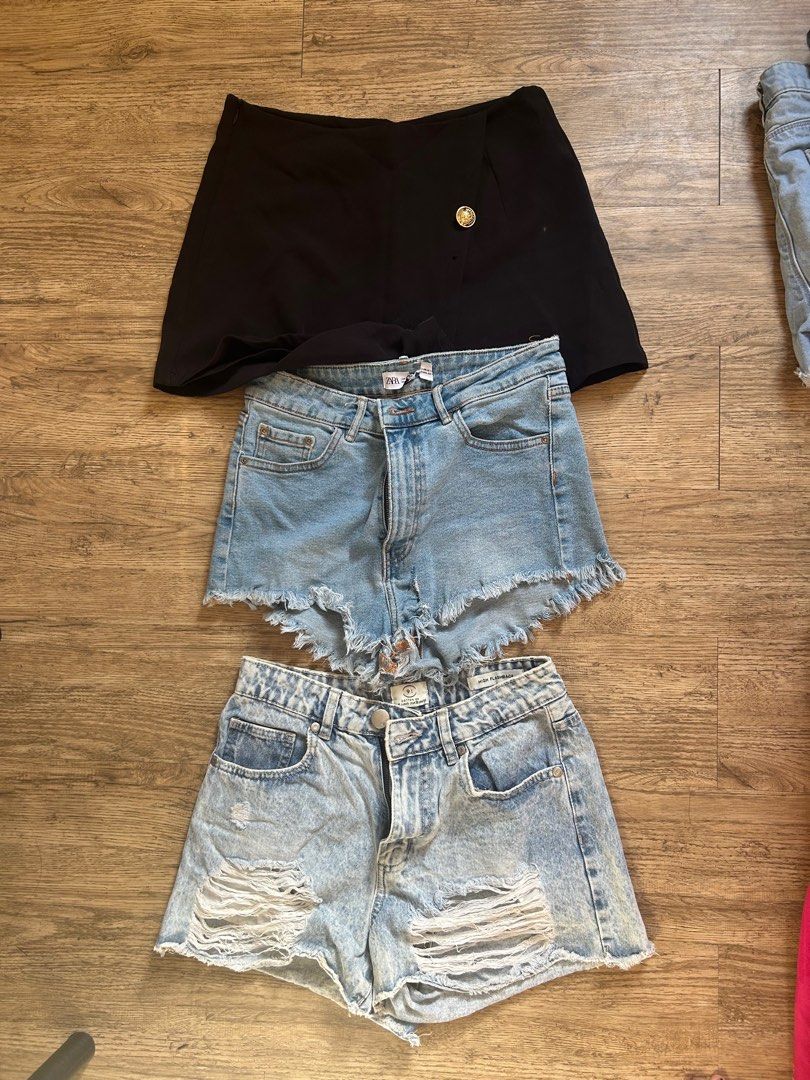 Zara cotton on denim shorts (Category: Shorts) located in Muntinlupa City. Submitted by cuxion (Listing ID 1427561930, Image 1). Description: Bundles of 3 26-27.