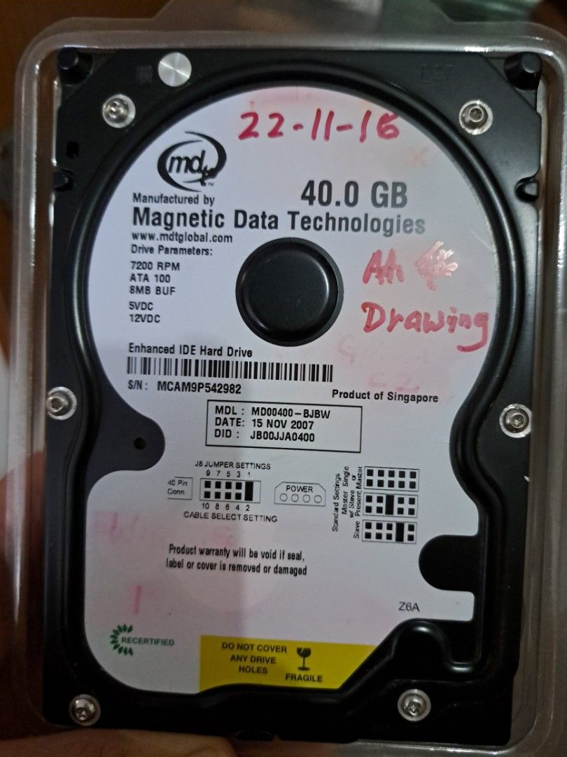 40GB Magnetic Data Technologies IDE Hard Drive459194084853688320