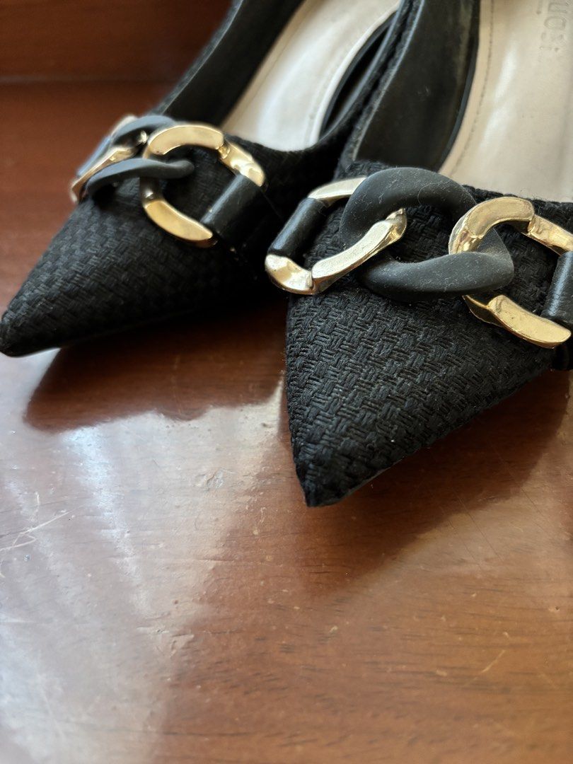 Black Heels with Chain Detail (Category: Heels) located in Quezon City. Submitted by thyca (Listing ID 1427660834, Image 2). Description: Bought from Shein. Price is negotiable. RFS: Declutterring .