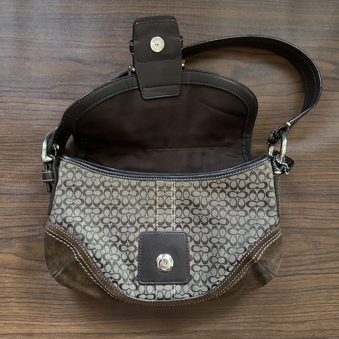 Coach Soho Shoulder Bag (Category: Luxury Bags & Wallets) located in Calasiao. Submitted by avilcurates (Listing ID 1427734509, Image 3). Description: ♡ COACH Mini Soho ♡ with minimal signs of use on suede and few scratches on hardware; no rubs or cracks— still in good condition this is used with care. NO to maselan/maarte! RFS: planning to buy a different color of soho. .