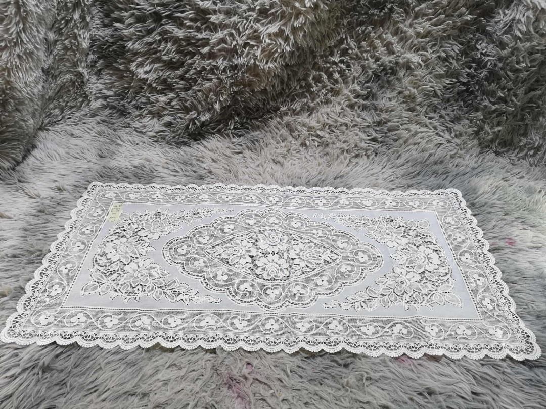 Floral Lace Table Top Mat (Category: Table Linen & Textiles) located in Santa Cruz. Submitted by jmy_surplus.2 (Listing ID 1427668997, Image 2). Description: Size ; L - 69 W - 35 Color ; White Type ; Table Mat Brand ; No brand Material ; Linen Style ; Floral Table Top mat LG 78 JMY 5 Batch #194.
