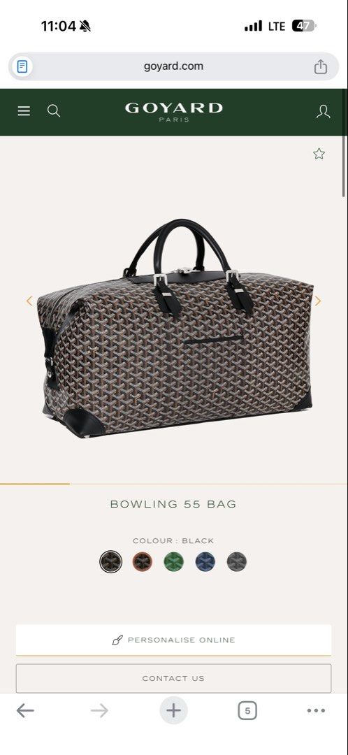 Goyard Bowling 55 Bag - Black (Category: Luxury Bags & Wallets) located in Bacoor. Submitted by umsph (Listing ID 1427656349, Image 1). Description: Goyard Bowling 55 Bag - Black Condition: 9.8/10 Preowned, Used Once Inclusions: Comes with dust bag and locket Jewelry: Palladium Front outside pocket, 4 leather corners Height of the handle(s) : 20 cm Material Goyardine Canvas & Cervon Calfskin Yellow Water-repellent Cotton Lining Dimensions Length:
