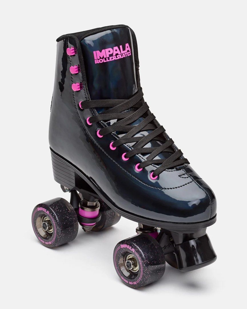 Impala Roller Skates Kids US Size 2 (Category: Skates, Rollerblades & Scooters) located in Manila. Submitted by boughtinternational (Listing ID 1427662202, Image 2). Description: SIZE US 2 Brand new with box From Australia BLACK HOLOGRAPHIC: SHINE IN EVERY SHADOW. With a sleek, black-iridescent boot that flashes rainbow light as you move, the Black Holographic Roller Skate brings a bold, unexpected twist to every turn. These skates aren’t just ac