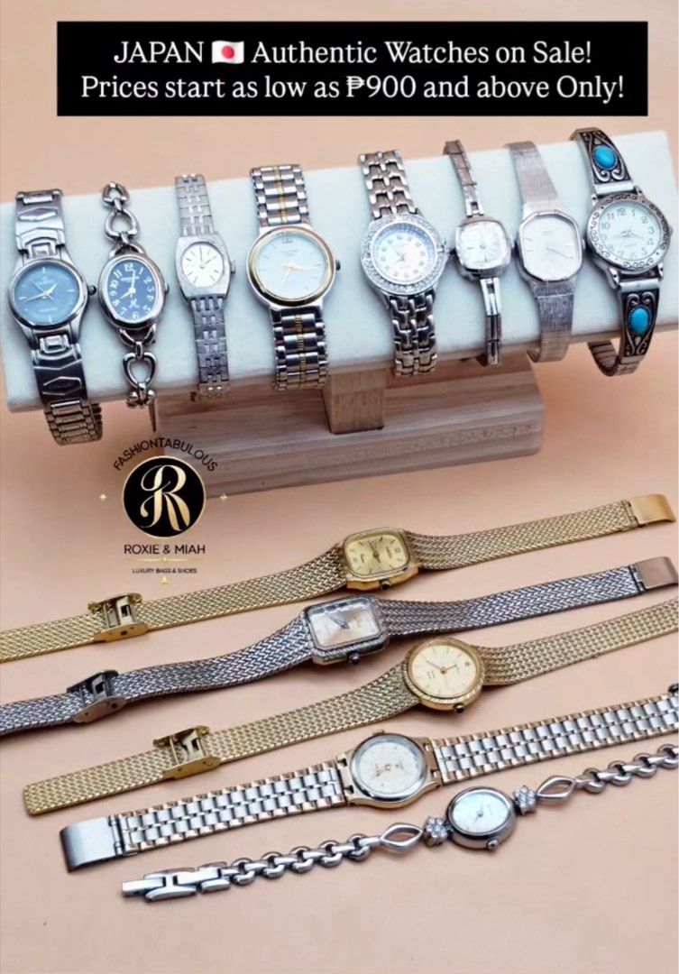 JAPAN Authentic Vintage Watches ⌚️ (Category: Women's Watches) located in Mandaluyong City. Submitted by luxprelovedbagsparadise (Listing ID 1427654995, Image 1). Description: ❗️UPLOADING REALLY SOON❗️ JAPAN Authentic Vintage Watches ⌚️ ✅PRICE starts FOR AS LOW AS ₱900 and ABOVE ✨👀 STAY TUNED!! ❤️.