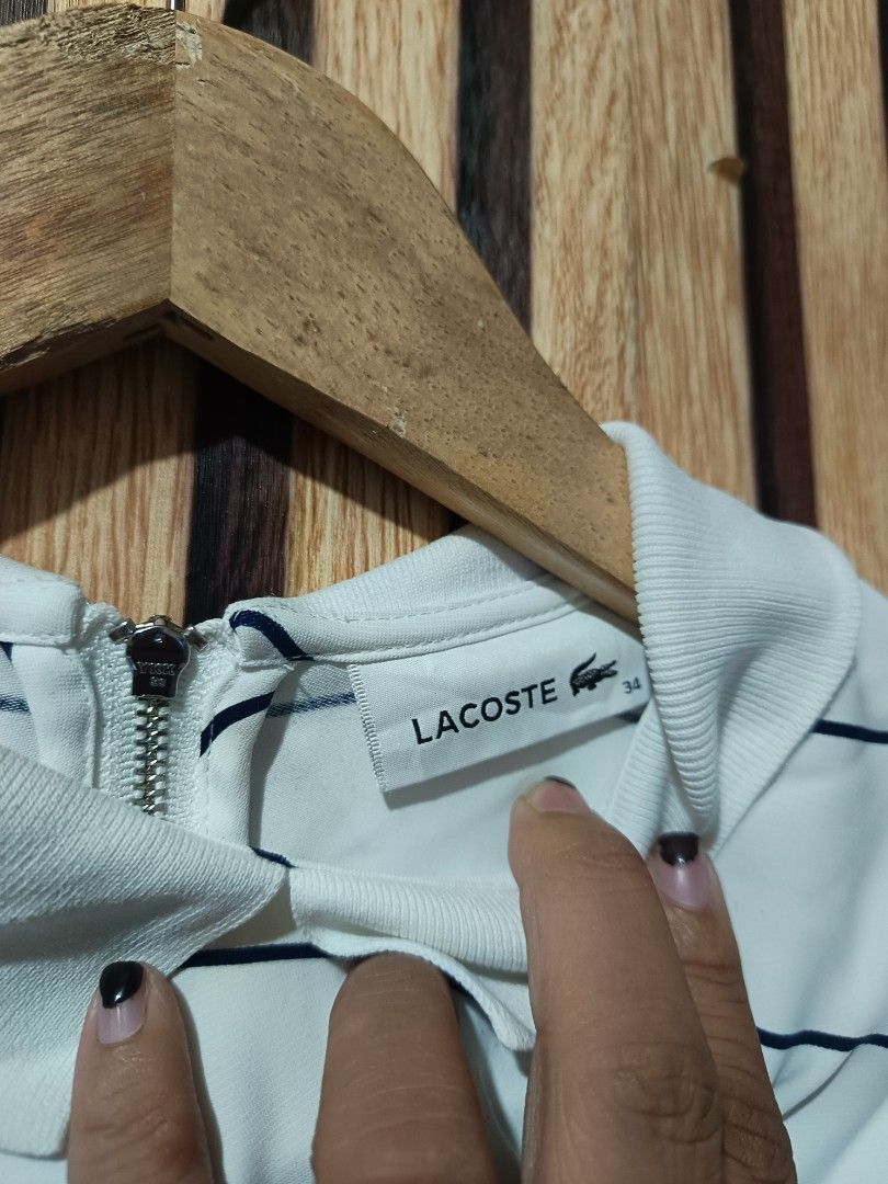 Lacoste Striped Long Sleeve Shirt (Category: Luxury Apparel) located in Cebu City. Submitted by negotiableprice22 (Listing ID 1427670804, Image 3). Description: lacoste long sleeve width 18 inch length 23.5 inch legit ✅ need wash po may himulmol kunti still in good condition available.