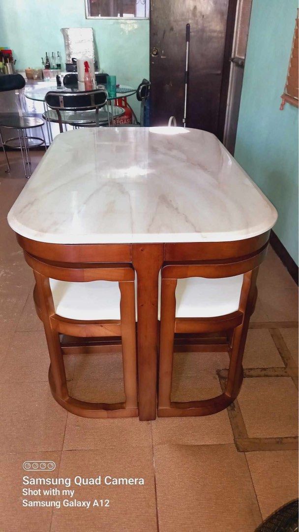 Marble Top Dining Table with Chairs (Category: Tables & Sets) located in Quezon City. Submitted by furniturefinds888 (Listing ID 1427654059, Image 1). Description: .