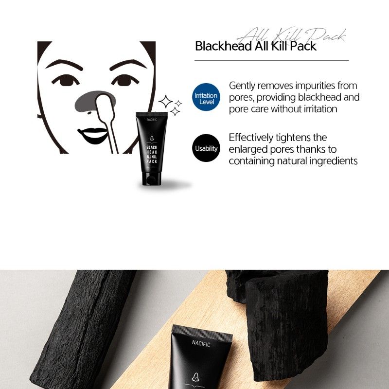 NACIFIC Black Head All Kill Pack (Category: Face Care) located in Tarlac. Submitted by redbluehatter (Listing ID 1427651682, Image 2). Description: NACIFIC Black Head All Kill Pack. This product is designed to remove blackheads. The packaging indicates a 40 ml / 1.35 fl oz size. The product is in its original packaging..