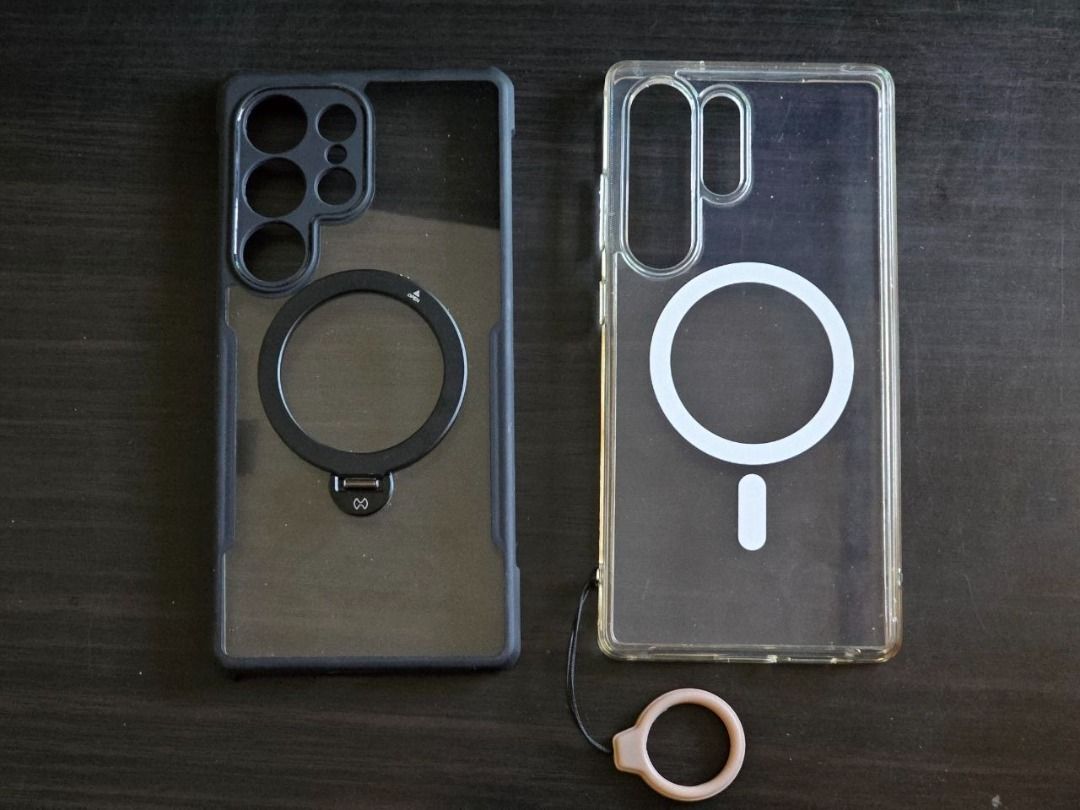 Samsung Galaxy S25 Ultra cases (2 pcs) (Category: Other Mobile & Gadget Accessories) located in Quezon City. Submitted by zpdlt (Listing ID 1427639724, Image 1). Description: Samsung Galaxy S25 Ultra cases. Two styles: - XUNDD Beatle clear with matte black bumper, magnetic and rotating ring. Used once for a concert. Bought at a store for Php800. - RINGKE Fusion Magnetic Case. SRP Php1,100 - Designed for MagSafe accessories. - Shockproof and dirt 