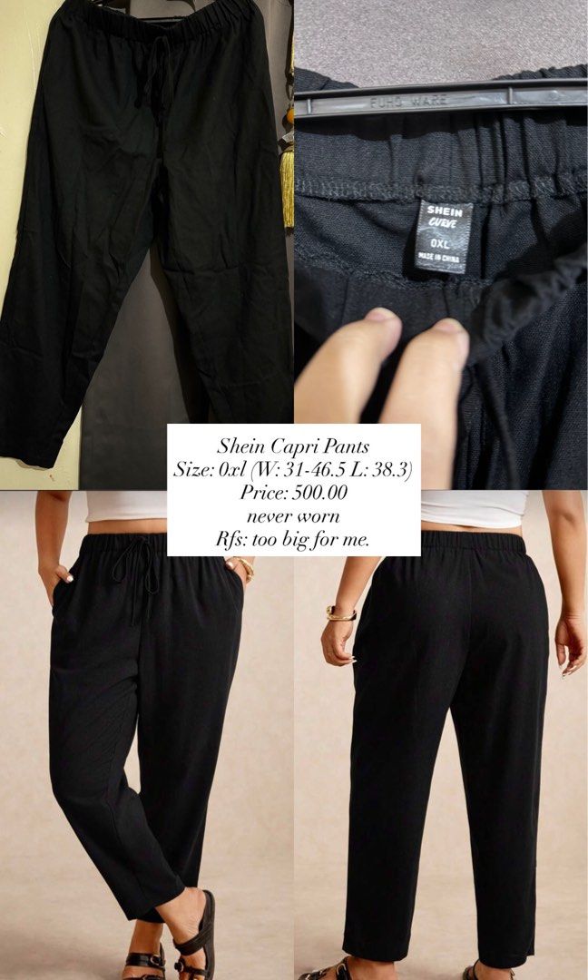 Shein Curve 0XL Capri Pants (Category: Other Bottoms) located in Cavite. Submitted by saraaa03 (Listing ID 1427774630, Image 1). Description: See photo for details.