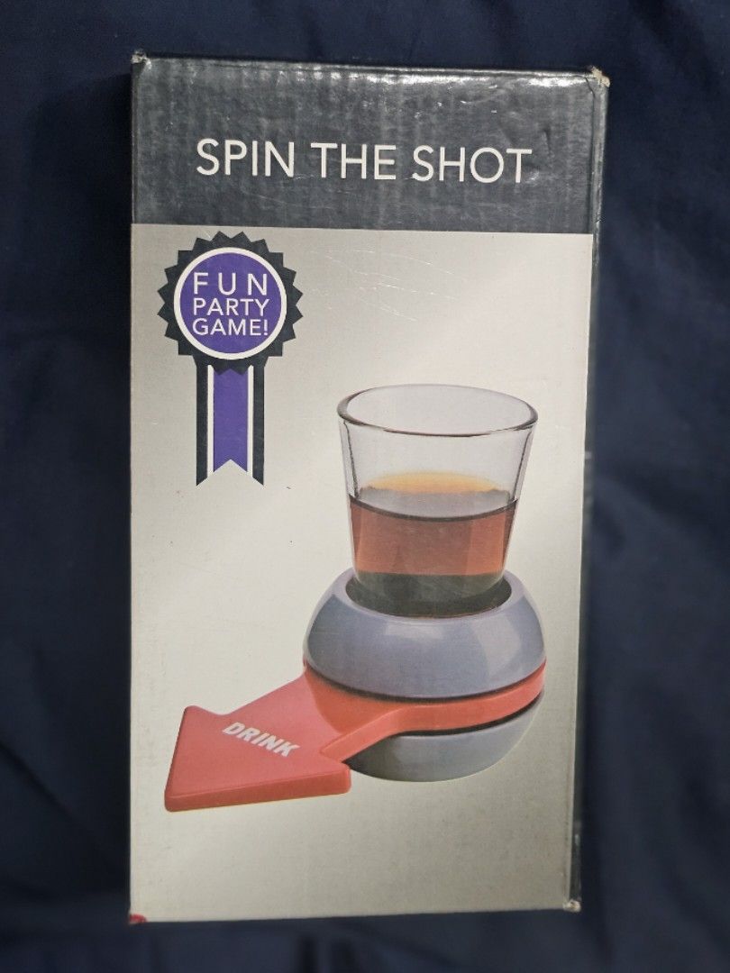 Spin The Shot Party Game (Category: Board Games & Puzzles) located in Manila. Submitted by shopwithella.ph (Listing ID 1427660451, Image 2). Description: 💯 SPIN THE SHOT FUN PARTY GAME (SHOT GLASS NOT INCLUDED) - BRAND NEW 💯 🌟 Please see attached photos for your entertainment 🌟 🌟 Those photos are the actual photos inside. I photographed them on my own. Please do not use for your shop, thank you very much 🌟 🌟 Not branded, but definitely a g