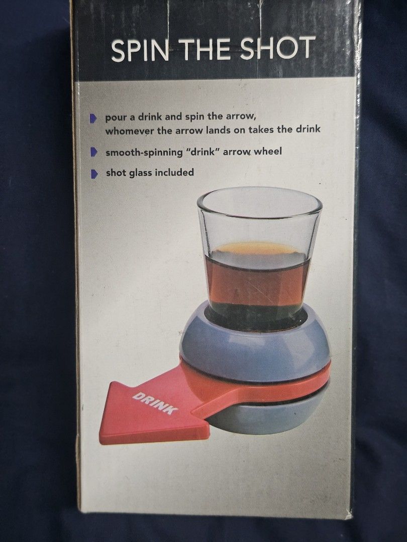 Spin The Shot Party Game (Category: Board Games & Puzzles) located in Manila. Submitted by shopwithella.ph (Listing ID 1427660451, Image 3). Description: 💯 SPIN THE SHOT FUN PARTY GAME (SHOT GLASS NOT INCLUDED) - BRAND NEW 💯 🌟 Please see attached photos for your entertainment 🌟 🌟 Those photos are the actual photos inside. I photographed them on my own. Please do not use for your shop, thank you very much 🌟 🌟 Not branded, but definitely a g