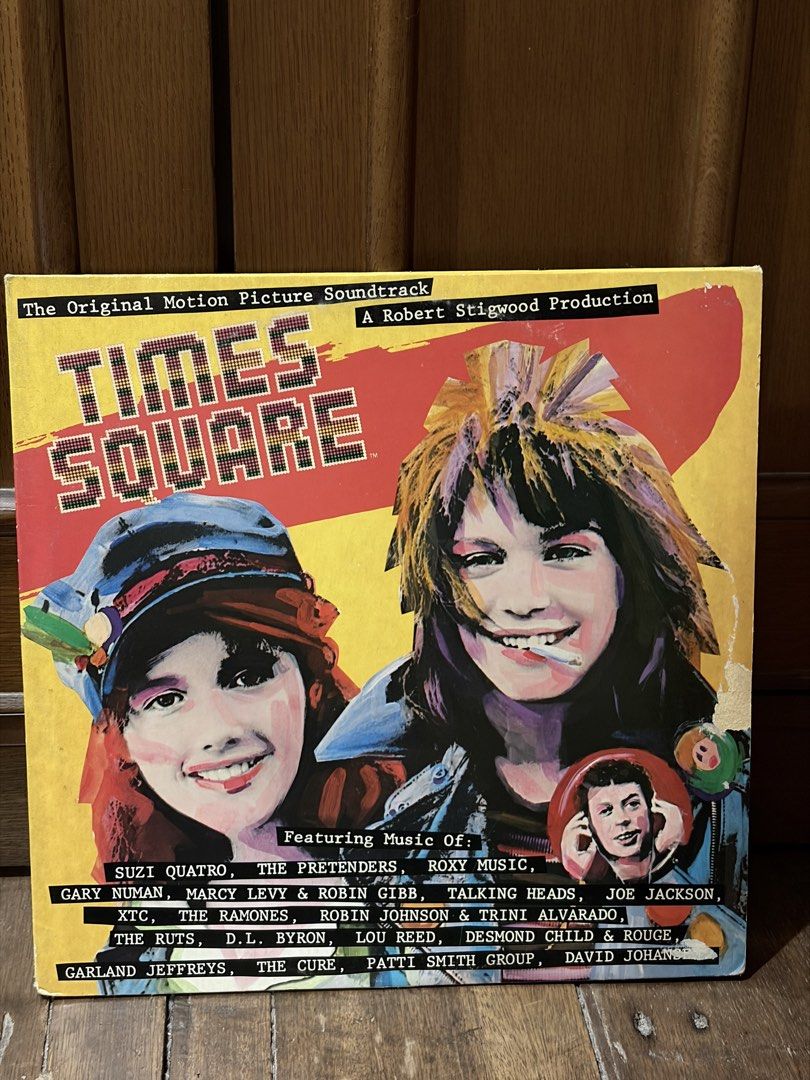Times Square Soundtrack Vinyl Record (Category: Vinyls) located in Tabaco. Submitted by cinemahilig (Listing ID 1427719882, Image 1). Description: Original motion picture soundtrack for Times Square. Features music by Suzi Quatro, The Pretenders, Roxy Music, Talking Heads, Joe Jackson, XTC, The Ramones, and more. Includes tracks like "Rock Hard," "Talk of the Town," and "Life During Wartime." A Robert Stigwood Production..
