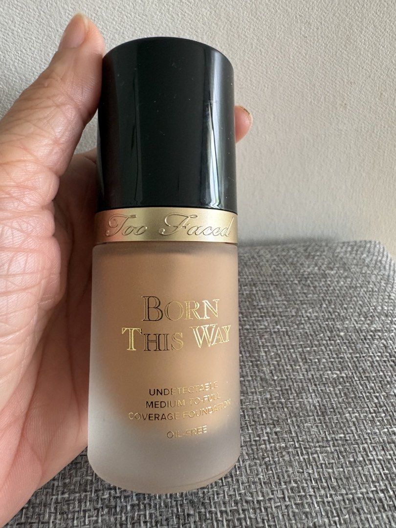 Too Faced Born This Way Foundation - Nude (Category: Makeup) located in Quezon City. Submitted by iris.edit (Listing ID 1427664818, Image 1). Description: Too Faced Born This Way Foundation – Nude (Like New) Purchased in the US (authentic). Used once (1 pump only). Details: • Shade: Nude • Size: 30 ml / 1.0 fl oz • Oil-free, medium to full coverage • Natural, skin-like finish Price: ₱1,400 (Retail ~₱2,500–₱3,000 locally) Seller Notes: • Ships wee
