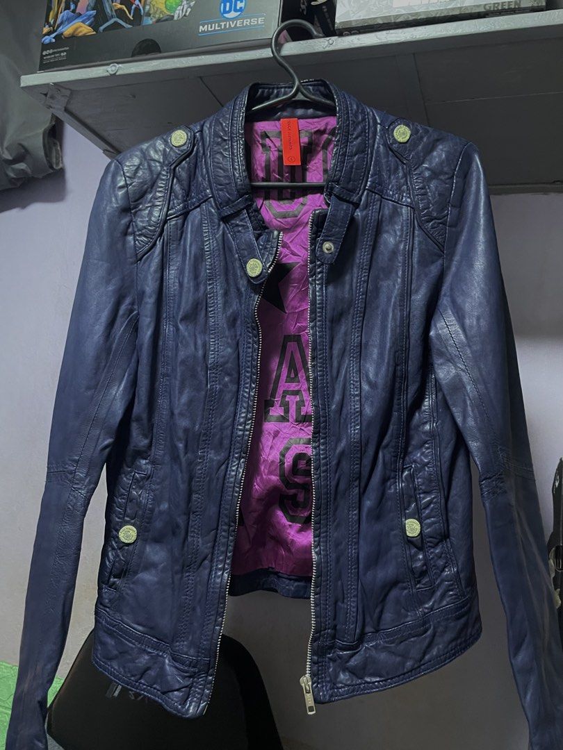 Tough Jeansmith Leather Jacket - Navy Blue (Category: Coats, Jackets and Outerwear) located in Quezon City. Submitted by ghostcookie (Listing ID 1426634477, Image 2). Description: Tough Jeansmith Leather Jacket - Navy Blue - Size Small on tag - 100% Lamb Leather - Hong Kong.