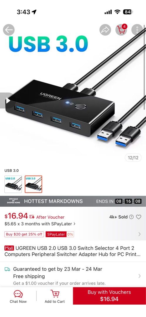 UGREEN USB 3.0 Switcher Hub405970459296409603