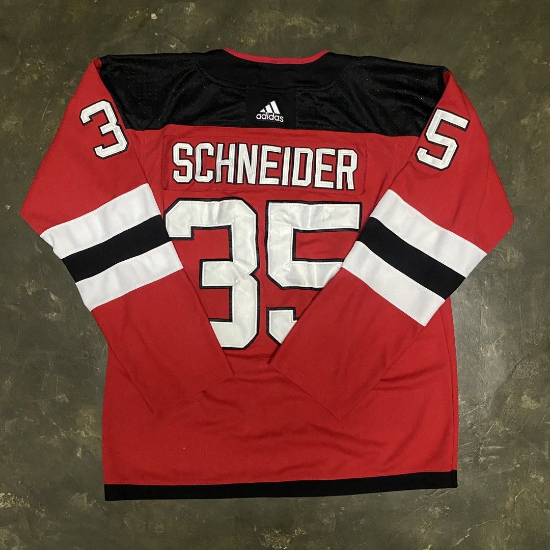 Adidas New Jersey Devils Schneider Jersey (Category: Tshirts & Polo Shirts ) located in Silang. Submitted by underhispurpose (Listing ID 1427884748, Image 2). Description: NHL New Jersey Devils Adidas Jersey Schneider Dimensions - W25xL32 Issues - Minimal Loose Stitching and Missing NHL Logo + Ship (Jnt / Lalamove ).