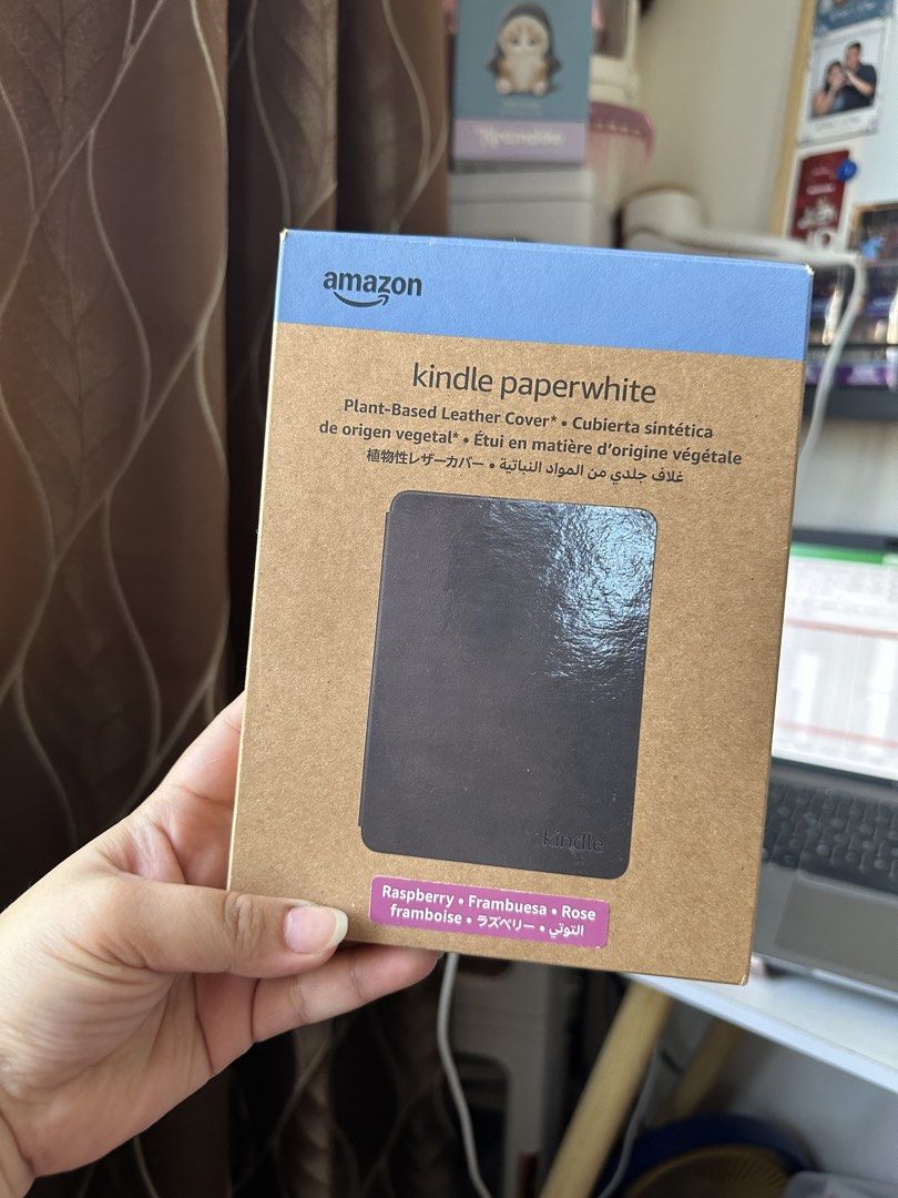 Amazon Kindle Original Leather Case in Raspberry for Paperwhite 12th Gen (Category: E-Readers) located in Taguig. Submitted by looouuuiii (Listing ID 1427529460, Image 2). Description: Used but excellent condition Please see last 2 pictures for flaw Tiny dot.