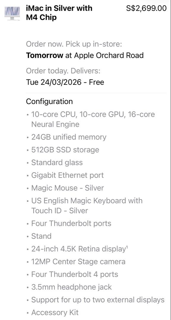 Apple iMac 24-inch M4 Chip - Silver