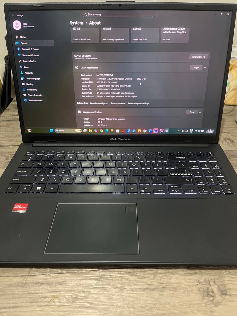 ASUS VIVOBOOK GO15 (Category: Laptops & Notebooks) located in Pasay City. Submitted by josh2025 (Listing ID 1427866979, Image 1). Description: 2 years old laptop Defective na charger pero nagagamit pa.