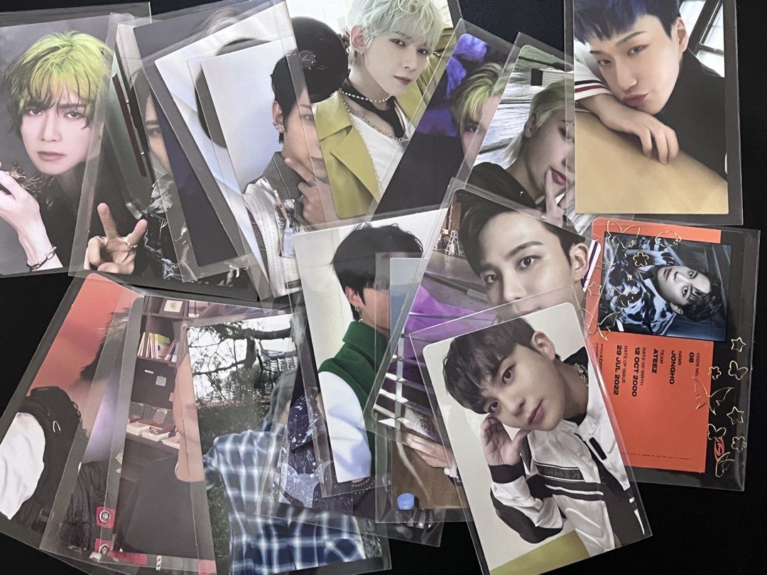 ateez kpop photocard bundle/set (Category: K-Wave Merchandise) located in Antipolo. Submitted by 2nami (Listing ID 1427862974, Image 1). Description: ateez photocard set •yeosang, san, mingi, wooyoung, & jongho pcs from various eras • all items are authentic •includes the following freebies: - jongho id - yeosang official album stickers - unsealed ateez album set (revealed to official buyer) • ₱60 pesos per pc | strictly sold as set (nego) • sf s