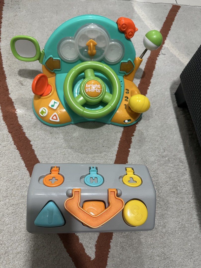 Bright Starts Steering Wheel & Shape Sorter (Category: Infant Playtime) located in Quezon City. Submitted by sheen_pagayon (Listing ID 1427932685, Image 1). Description: Sf should be arrange by the buyer. Since malaki ang item preferably lalamove or grab pick up. Thank you..