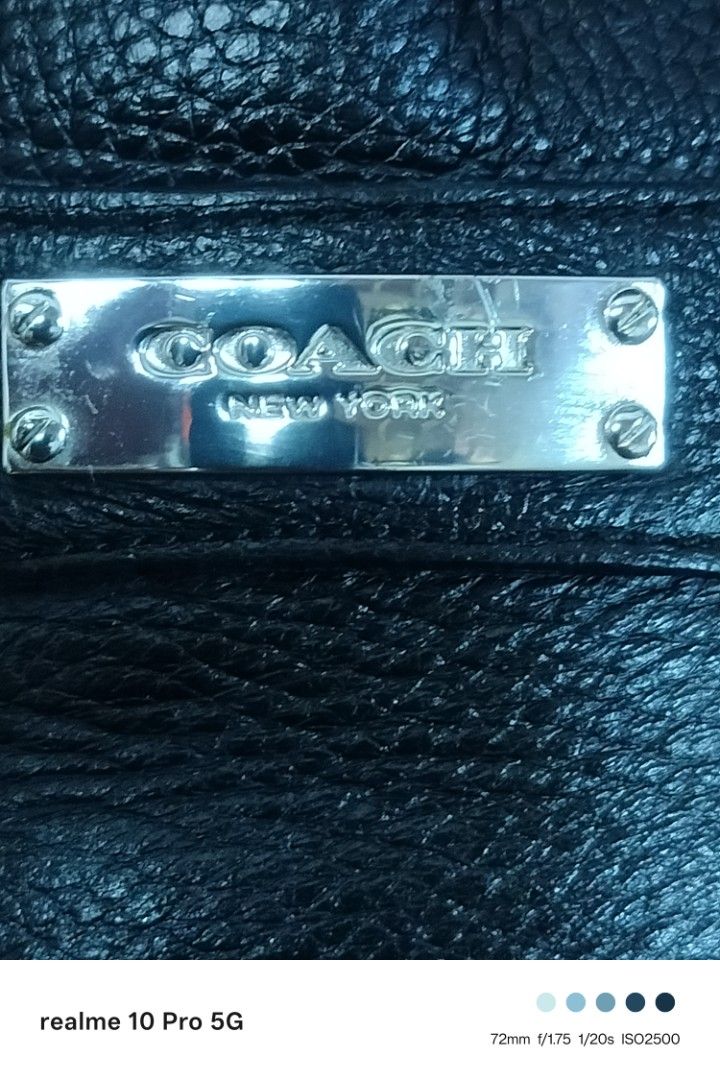 Coach Black Leather Loafers (Category: Loafers) located in Manila. Submitted by cleverturtle-2982 (Listing ID 1427933508, Image 3). Description: Genuine Coach loafers in black leather. Features a silver Coach logo on the front. The soles have a Coach logo. Includes wooden shoe trees..