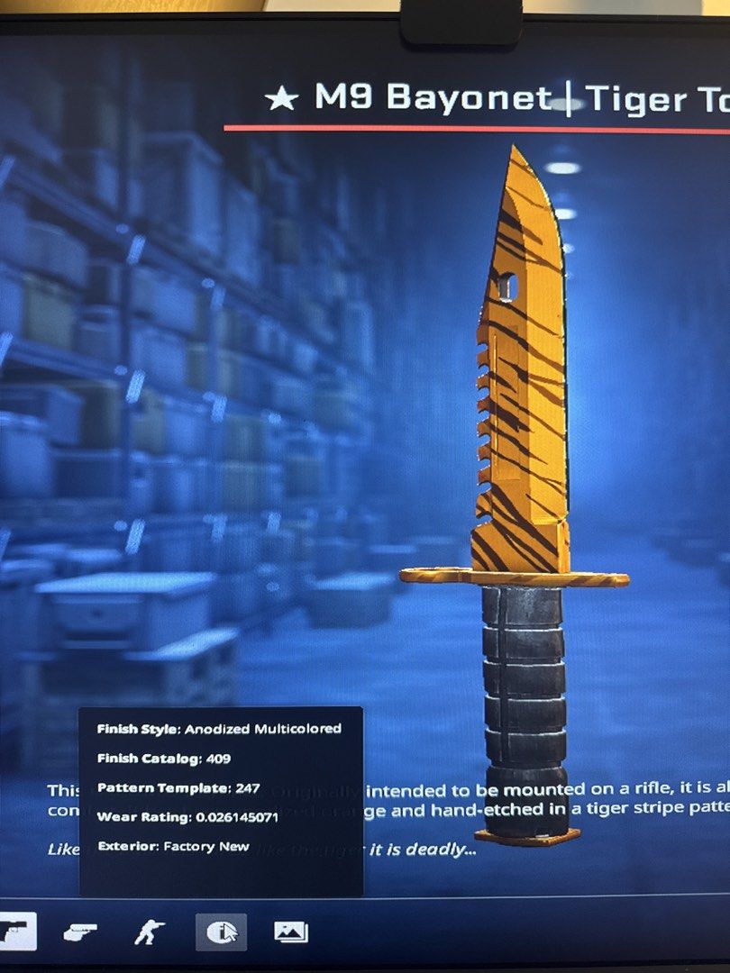 CS:GO M9 Bayonet | Tiger Tooth - Factory New, Video Gaming, Gaming ...