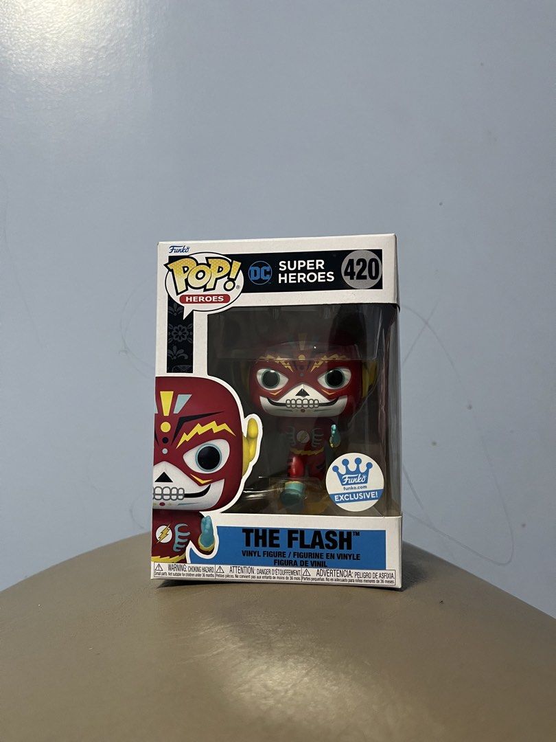 Funko Pop! Heroes The Flash 420 Exclusive (Category: Figurines & Statues) located in Daet. Submitted by funko_rens (Listing ID 1427797695, Image 1). Description: Funko Pop! figure features The Flash from the DC Super Heroes series. It is number 420 and is an exclusive edition. The figure is in its original packaging. The box shows the Funko Pop! logo and the DC logo. The back of the box shows other figures in the series..